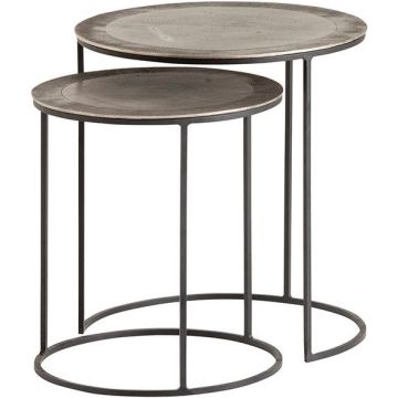 Sochi bijzettafel set van 2, Nickel antique