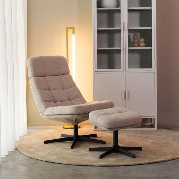 Draaifauteuil Alvar + Ottomane 53x57x83 cm