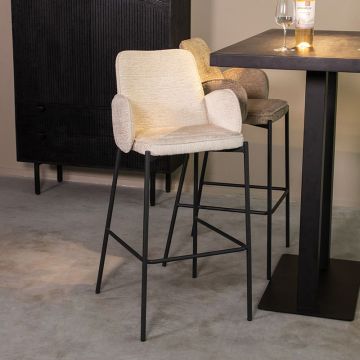 LABEL51 Barkruk Joni - Beige - Fluweel - Zithoogte 78 cm