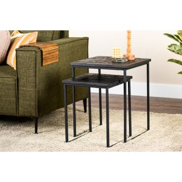 Adore Bijzettafelset Van 2, Aged Teak, B340 Zwart