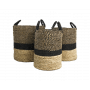 HSM Collection-Mandenset Malibu S/3-ø42x45 / ø38x42 / ø34x39-Naturel/Zwart-Waterhyacint