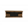 HSM Collection-Tv Meubel Melbourne 2 Deur 2 La-150x45x55-Naturel/Zwart-Mango/Metaal