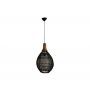 HSM Collection-Hanglamp-34x34x58-Zwart/Naturel-Rotan/Teak