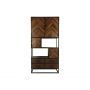 HSM Collection-Wandkast Verona 4 Deur 4 La-100x40x200-Bruin/Zwart-Mango/Metaal