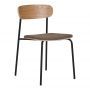 Dining chair, backrest in ash wood, brown seat with black legs, HN1269