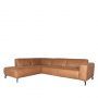 LABEL51 Hoekbank Trento - Cognac - Microfiber - Ottomane + 2,5-Zits