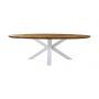 HSM Collection-Ovale Eettafel Fishbone-220x110x76-Naturel/Wit-Eiken/Metaal