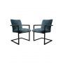HSM Collection-Eetkamerstoel Boston S/2-56x68x89-Blauw/Zwart-Stof/Metaal
