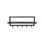 HSM Collection-Wandkapstok 5 Haken Met Plank-66x17x28-Naturel/Zwart-Acacia/Metaal
