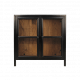 HSM Collection-Vitrinekast Kingston Laag 2 Deur-90x40x90-Naturel/Zwart-Mango/Metaal