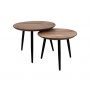 HSM Collection-Ronde Bijzettafel Zürich S/2-ø60*45/ø50*40-Naturel/Zwart-Acacia/Metaal