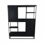 HSM Collection-Wandkast Verona 2 Deur 4 La-160x40x200-Zwart-Mango/Metaal