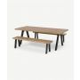 Bosco Eetbank Set - Alu Poeder gecoat Zwart - Hout Acacia Licht Teak Look