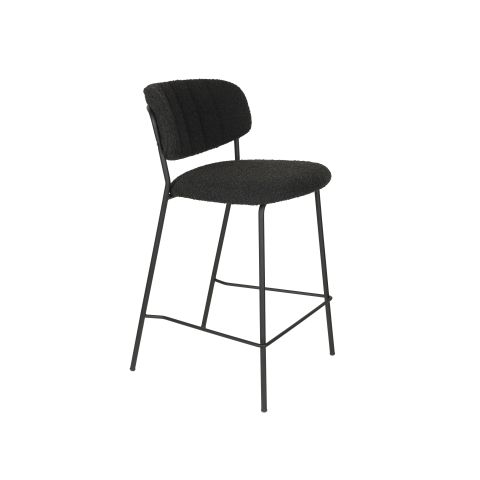 Counter Stool Jolien Black/Black Bouclé