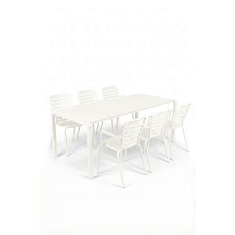 Set Garden Table Vondel 214 + 6 Armchair Vondel White