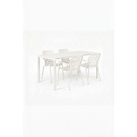 Set Garden Table Vondel 168,5 + 4 Armchair Vondel White