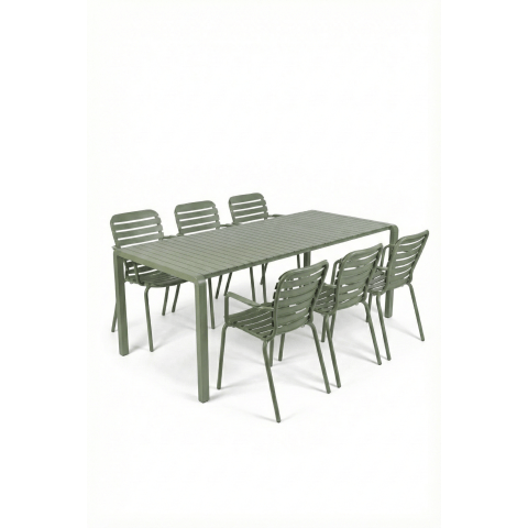 Set Garden Table Vondel 214 + 6 Armchair Vondel Green