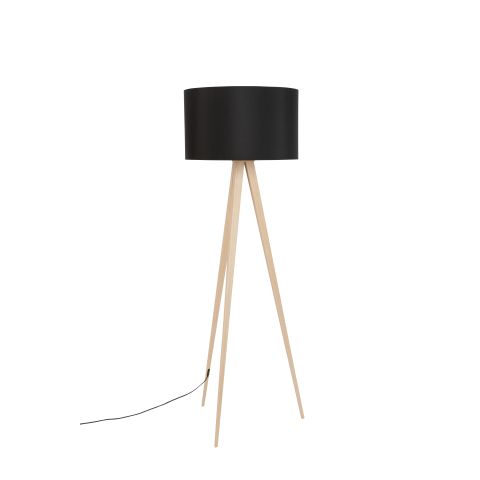 Floor Lamp Tripod Wood Black