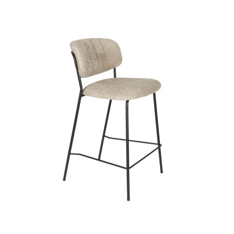Counter Stool Jolien Black/Beige Bouclé